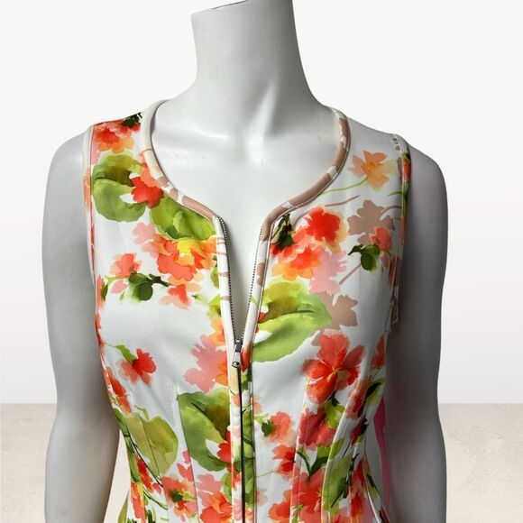 Betsey Johnson Floral Falling Leaf Zip Front Dress 50’s Fit n Flare Bones Sz 6 - Picture 6 of 8